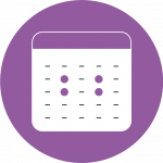 Purple icon showing a calendar with four days highlighted