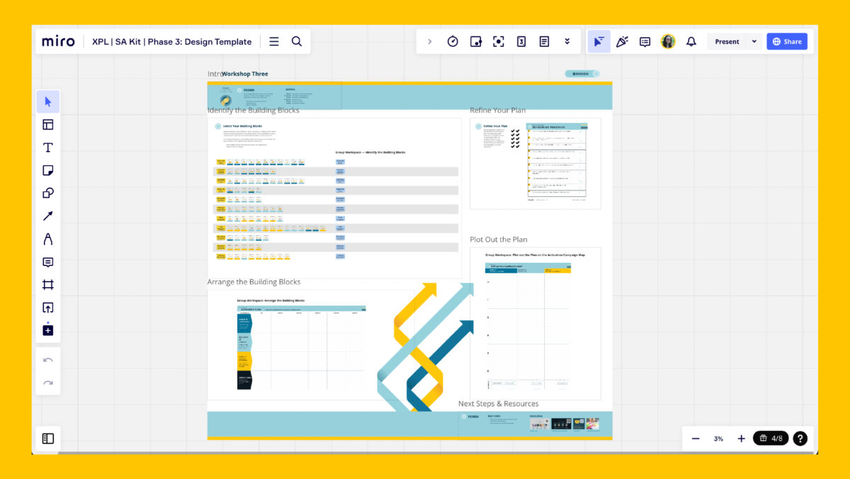 Screenshot of Miro board against a yellow background.