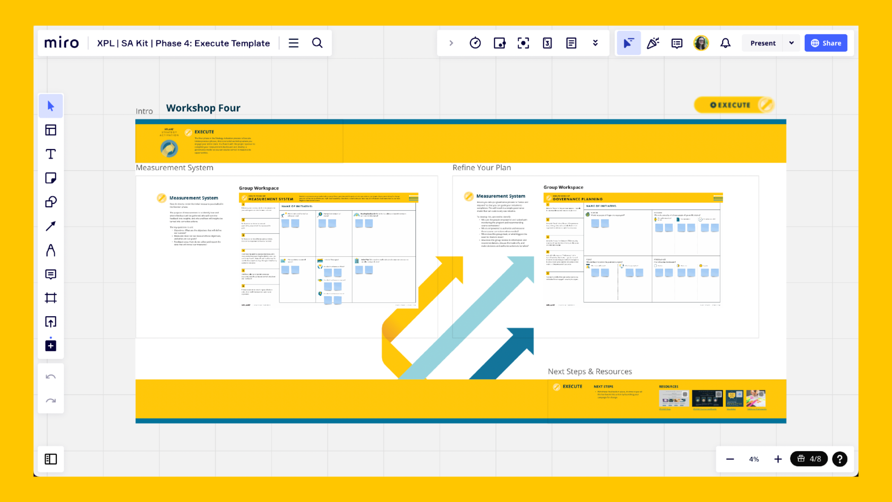 Screenshot of Miro board against a yellow background.